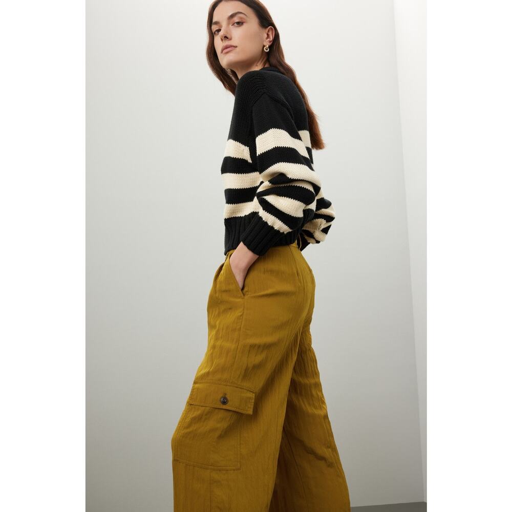 Madewell The Harlow Wide-Leg High Rise Olive Drapey Relaxed Cargo Pants Size 14 - Picture 2 of 16